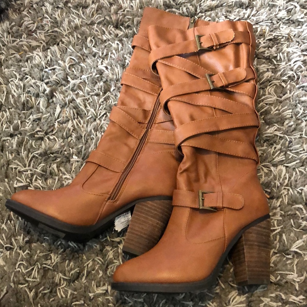 Calf length bootie heels